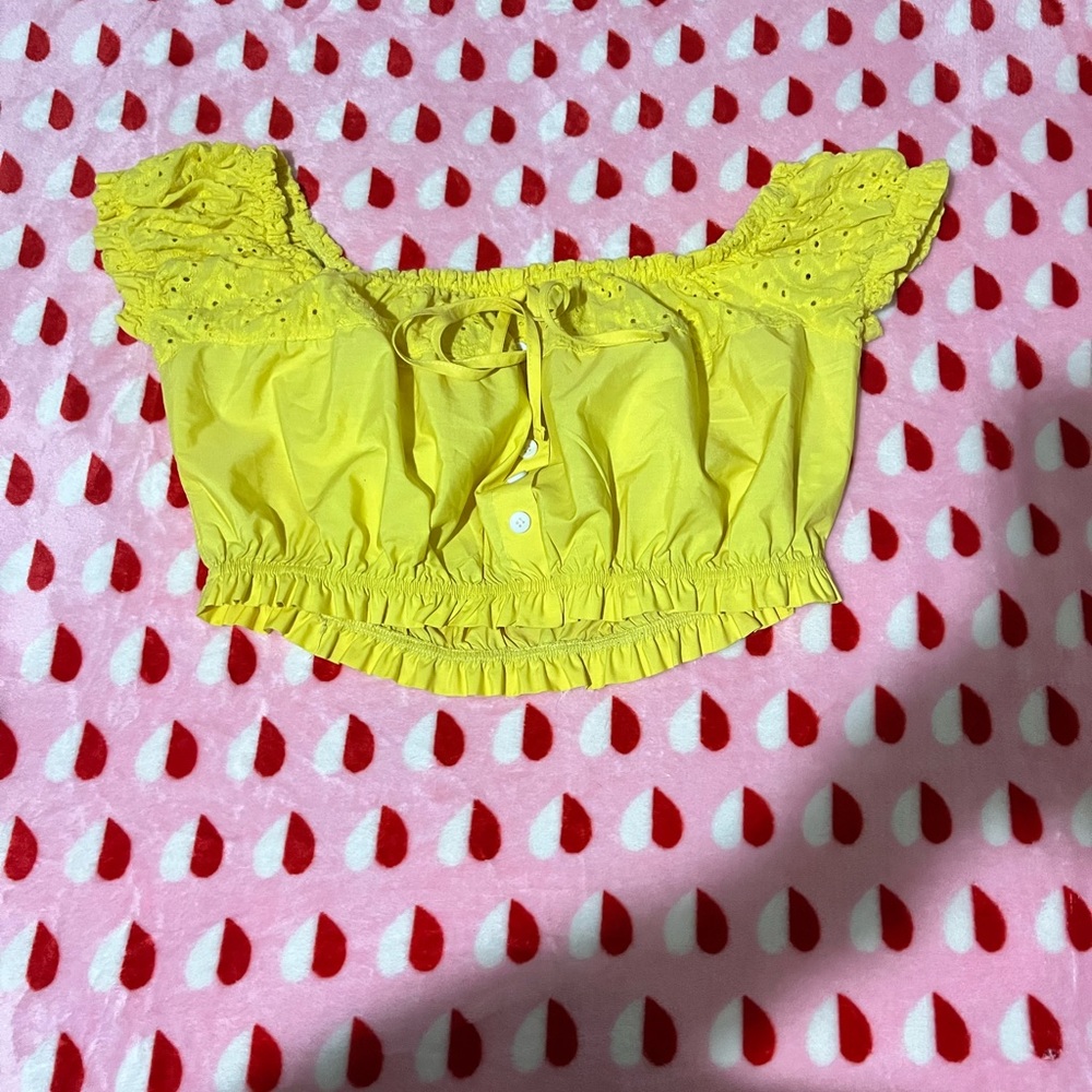 Yellow off the shoulder crop top